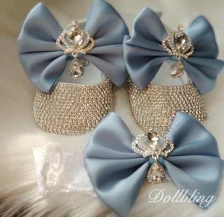 baby blue 100 дней, украшенная бриллиантами, соска, подходящая к цвету, обувь для маленьких девочек, Крещение, Крещение, цвет слоновой кости, элегантная красивая обувь для первых шагов, детская обувь - Цвет: baby blue