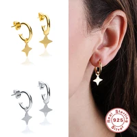 aide 925 sterling silver c shape hoop earrings with star pendant circle piercing earring luxury fine jewelry for women party