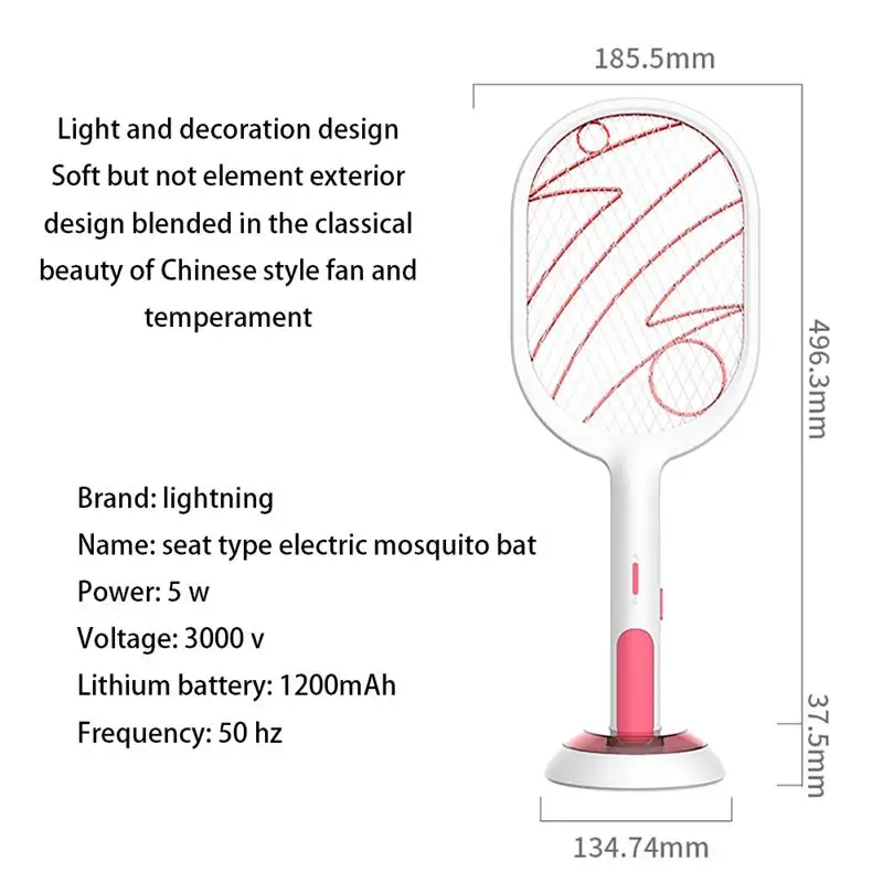 Электрическая ракетка для насекомых ручная Теннисная со светодиодной