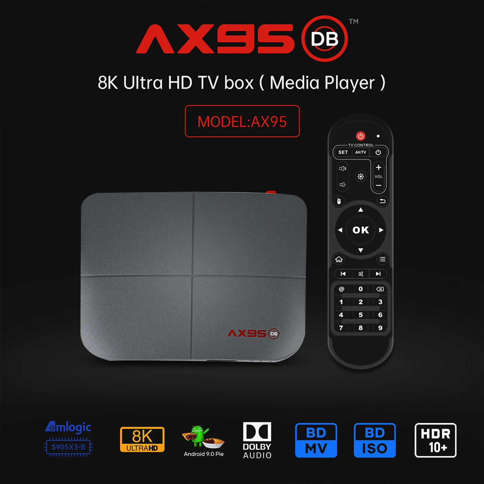 Смарт ТВ-приставка AX95 Android 128 4 Гб 9 0 ГБ Amlogic S905X3 4K 8K Поддержка Dolby BD MV ISO Dual Wi-Fi Youtube