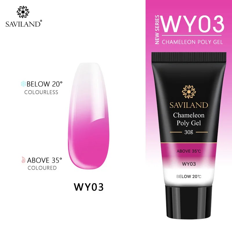 30ml WY03 SAVILAND поли гель меняющий цвет 30 мл 15 мл термальный поли гель наращивание ногтей быстро желе кристалл УФ строительный гель для полировки дизайн - Цвет: 30ml WY03