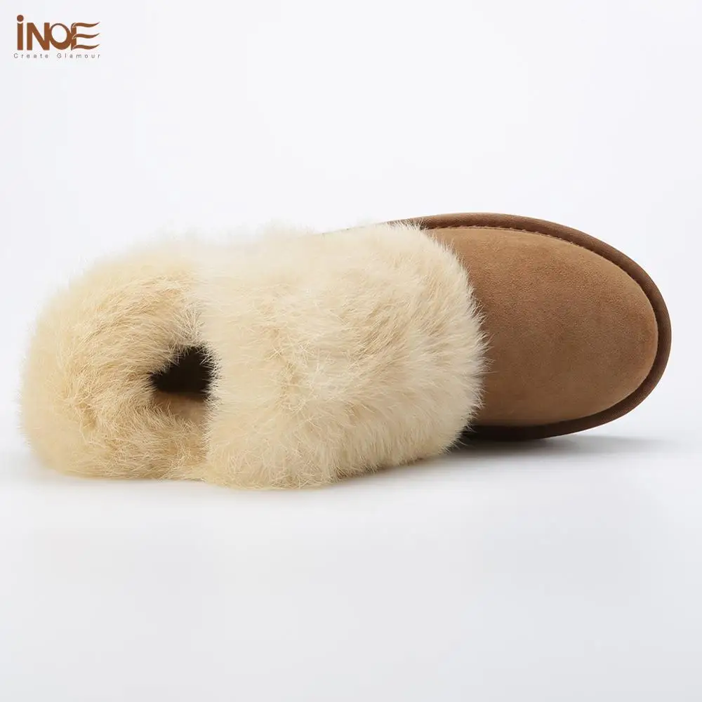 INOE модная зимняя женская обувь натуральная коровья замша зимние ботильоны