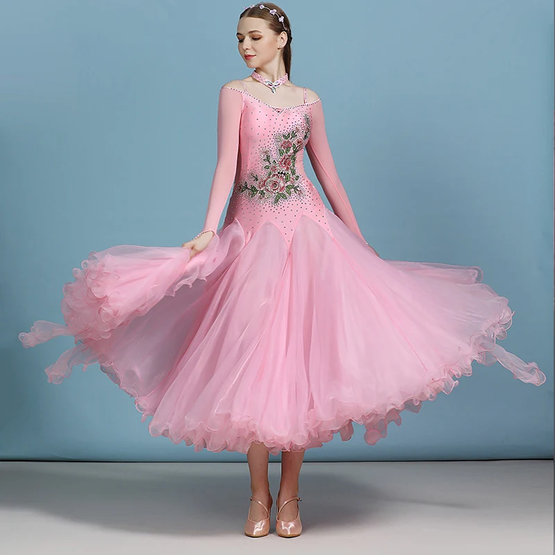 Платье для современных танцев взрослых костюм бальных со стразами платье