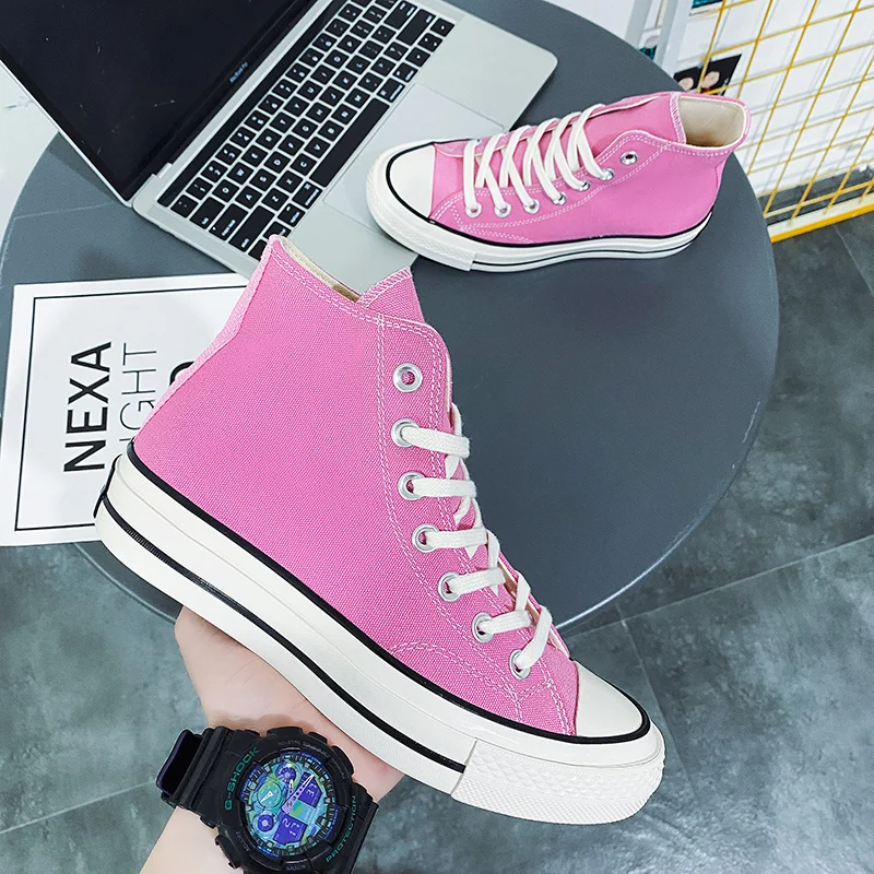 

Spring and autumn new couple canvas vulcanized shoes fashion low-top trend board shoes high-top men's and women's casual shoes