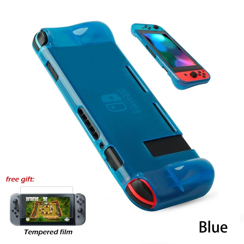Blue Дорожный переключатель NS Gampad из мягкого ТПУ с ручками защитный чехол для nintendo s Switch Carry Shell закаленная пленка для nintendo Switch - Цвет: Blue