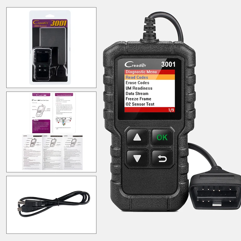 

LAUNCH Full OBD2 Code Reader Scanner X431 Creader 3001 OBDII/EOBD Car Diagnostic Tool In Russian CR3001 pk AL319 AL519 KW310