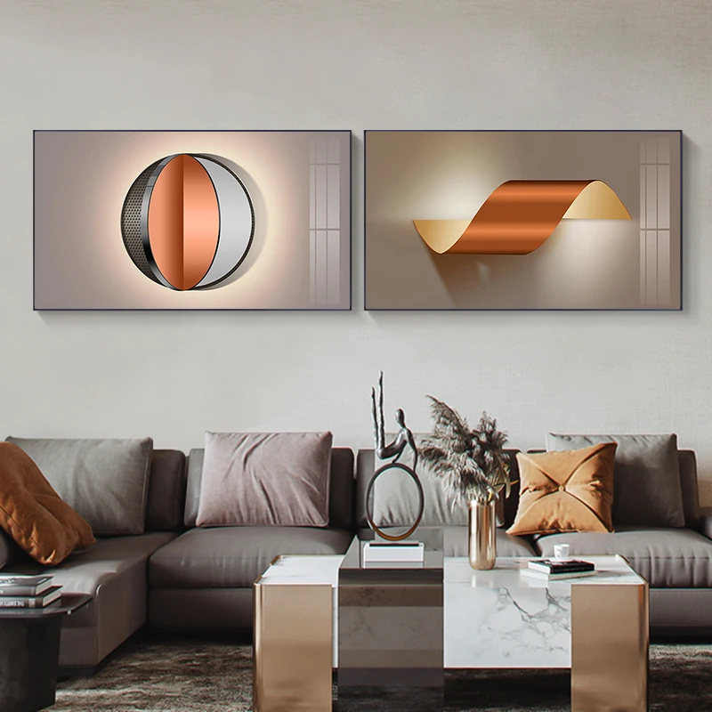 

Modern Abstract Orange Geometric Wall Art Painting Industrial Posters and Prints Fashion Picture for Living Room Home Decoration