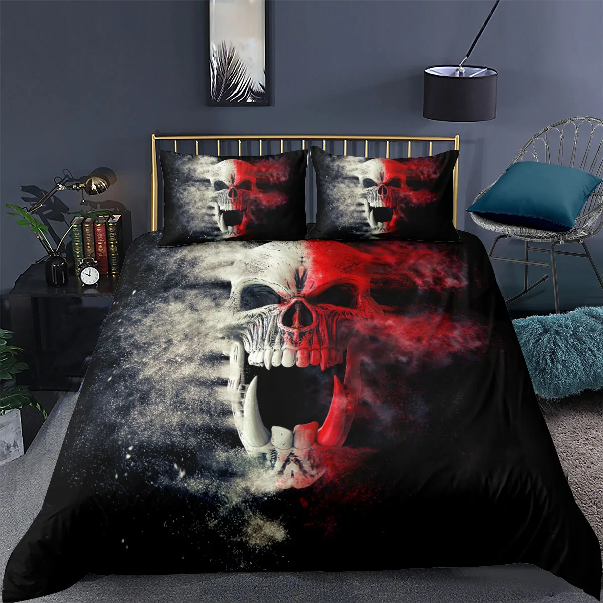 Skull Bedding Set 3d Gothic Styles Bedroom Duvet Cover 2/3pc Horror Comforter Covers King Queen Full Twin Size Home Textiles