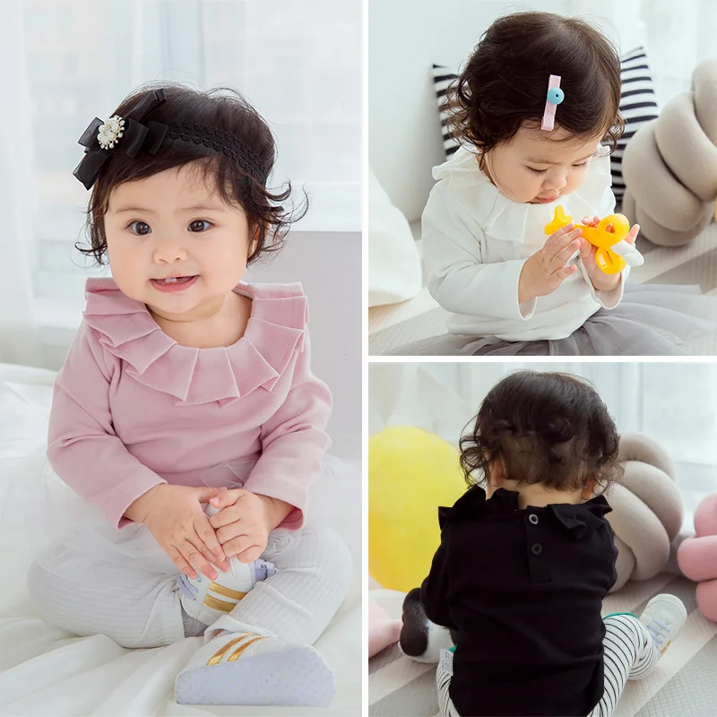 Хлопковая футболка с отложным воротником для маленьких девочек рубашки