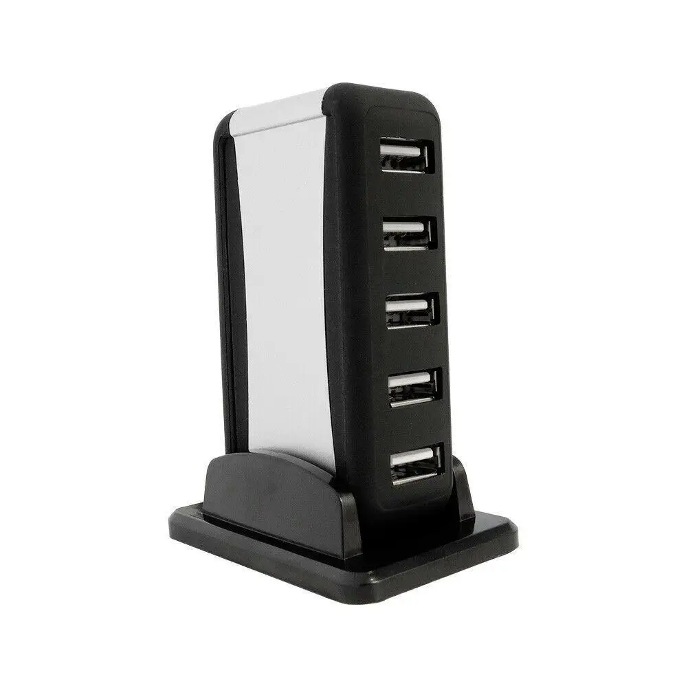 Вертикальный 7-Порты и разъёмы USB 2,0 usb-хаб высокого Скорость один основание сиденья и семь Порты usb-хаб сплиттер с Питание черный