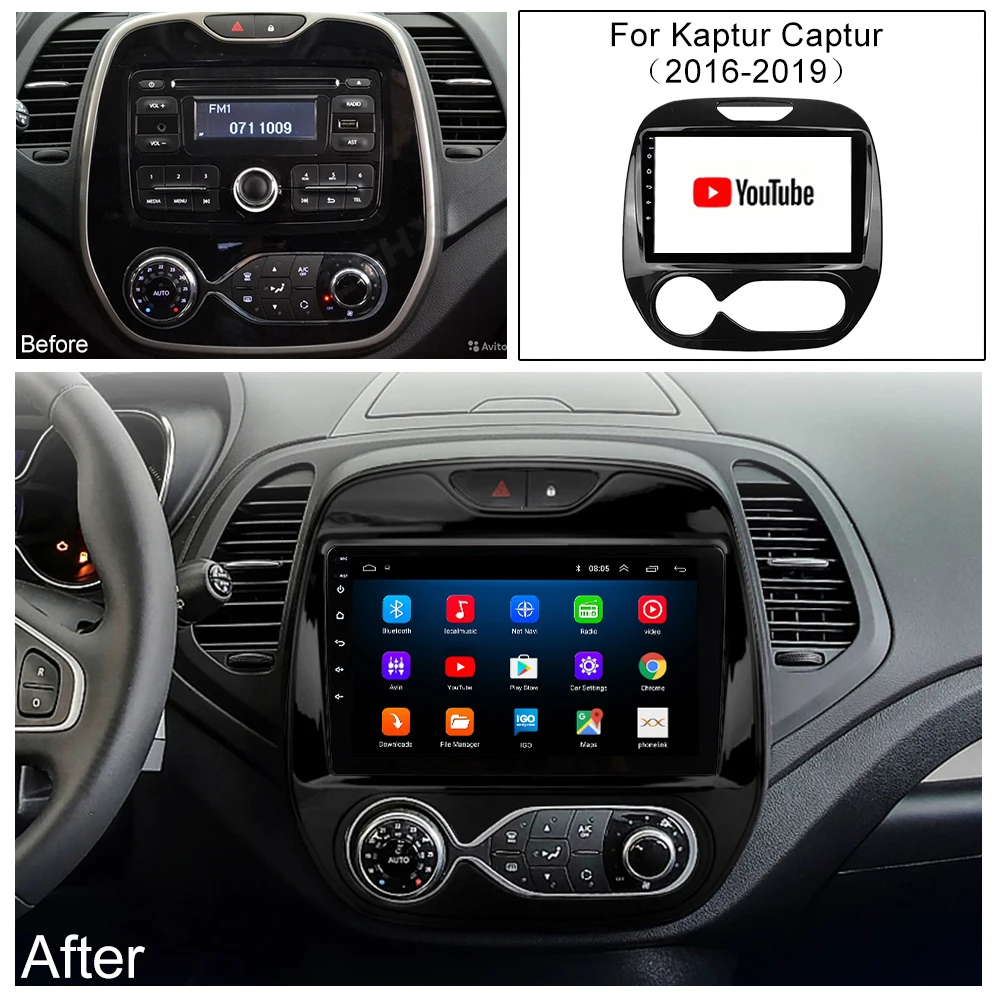 Автомагнитола LEHX 2DIN Android 10 dvd dsp Wi-Fi для Renault Kaptur Captur 2016 2017-2019 автомобильный