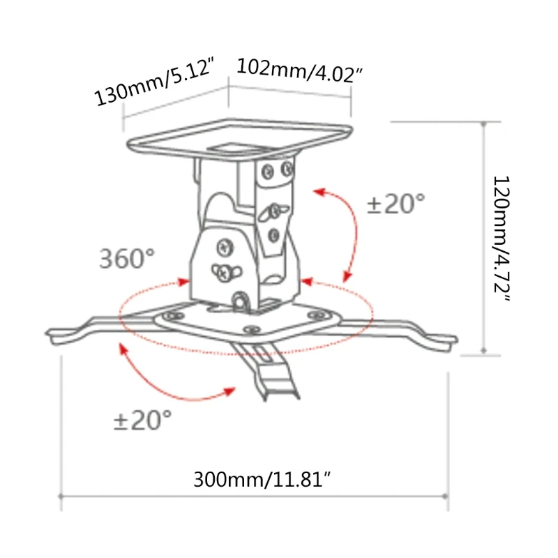 White Universal Projector Ceiling Mount Bracket Fits Flat or Sloped Ceiling Height Adjustable with Extendable Length