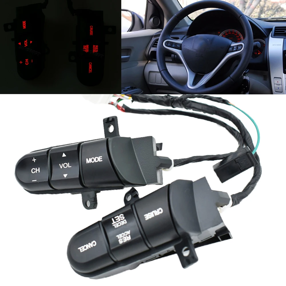 

With Backlight Steering Wheel Switches Buttons For Honda 08-13 Fit 09-14 City 06-11 Civic Switch Button 36770-SNA-A12