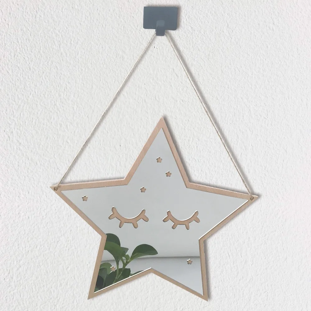 28x26cm Wood Grain Three-dimensional Mirror Wall Stickers DIY Can Be Hang Kindergarten Children's Room Star Decorative | Дом и сад