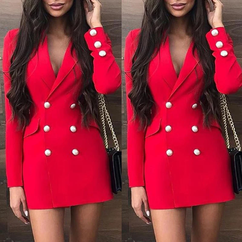 Женское элегантное платье сексуальное с отложным воротником длинным рукавом