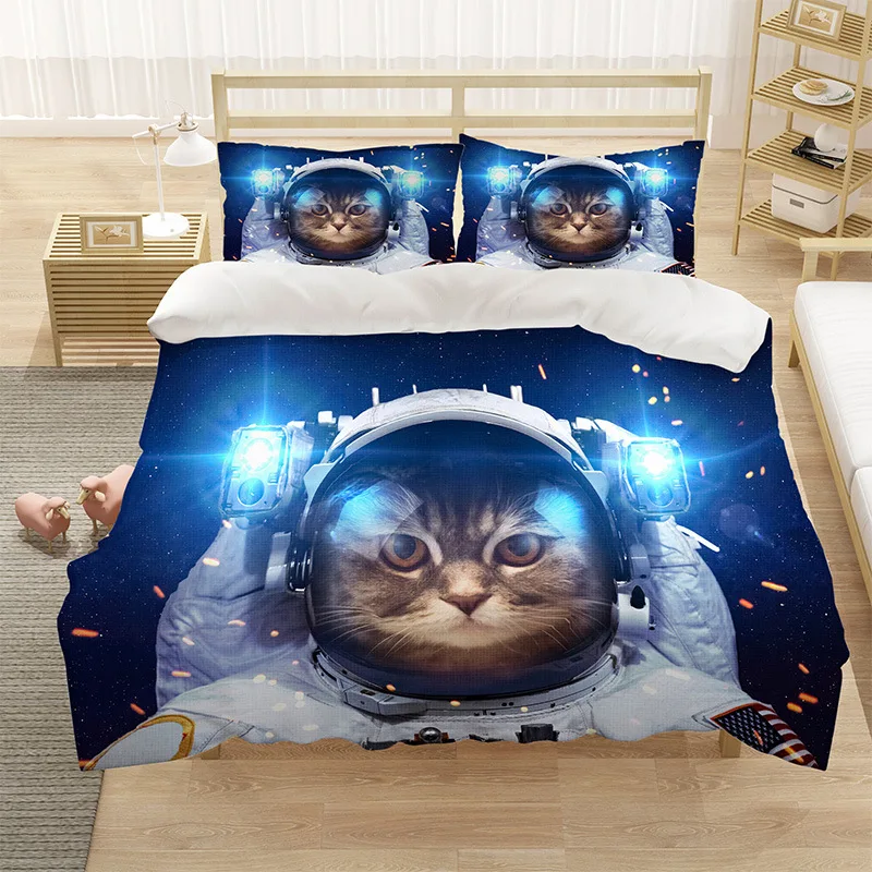 

Комплект постельного белья с 3D-принтом в виде симпатичной кошки астронавта
