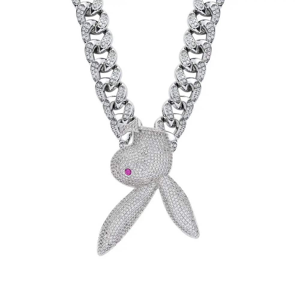 Подвеска Хип Хоп Мужская однотонная подвеска в виде кролика с красными глазами