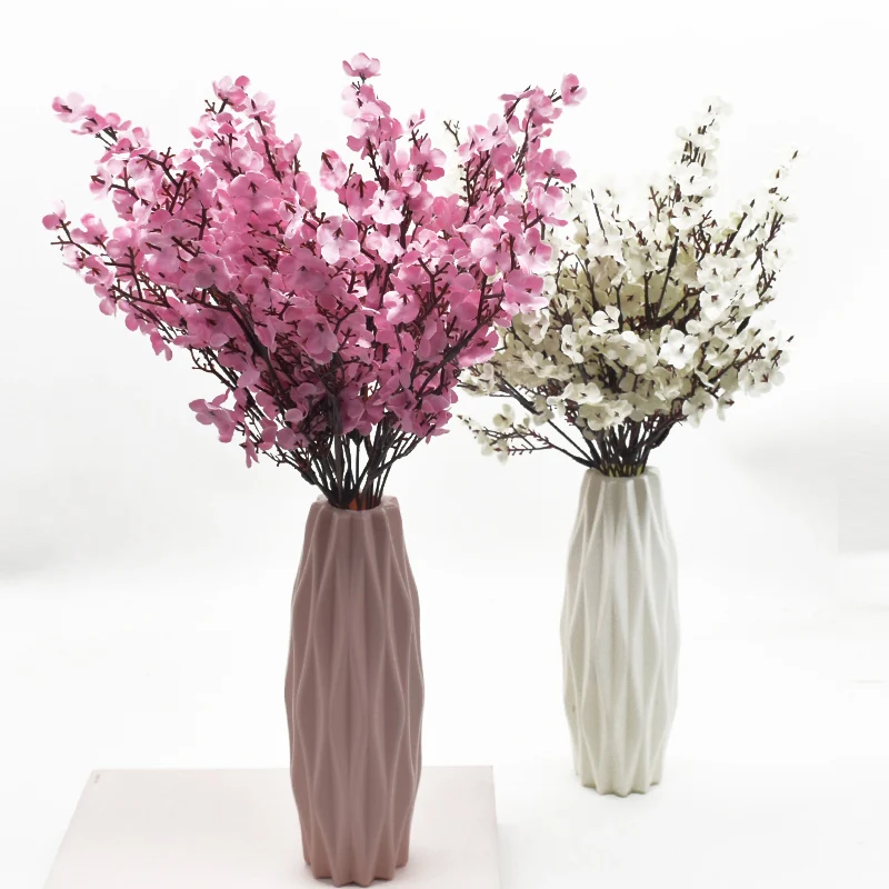 

Pink Silk Gypsophila Artificial Flowers Small Bunches 5 Forks 30CM Living Room Decoration Fake Plants Vase for Home Wedding