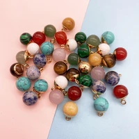round sphere small natural stone pendants for jewelry making diy necklace charm accessories rose quartz malachite red agate bulk