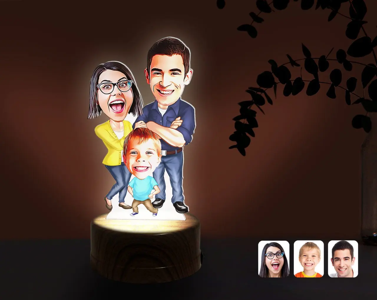 

Персонализированная семейная карикатура декоративных 3D безделушек, светодиодный ночник с подсветкой, Современный Надежный простой подаро...