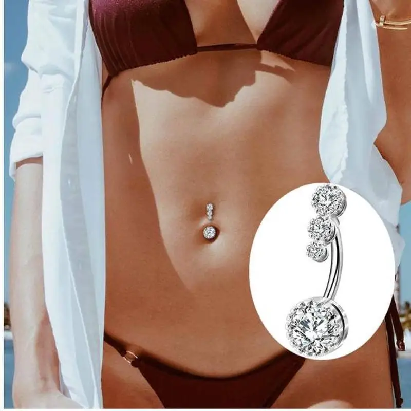 1pc Sexy Dangling Navel Belly Button Rings Piercing Crystal Steel Woman Body Jewelry Barbell Women Accessories | Украшения и