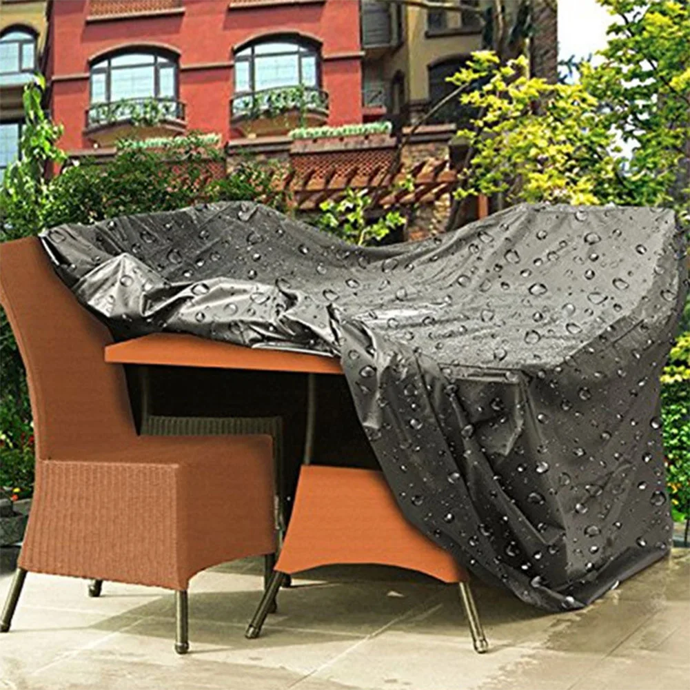 

210D Oxford Cloth Black Outdoor Garden Furniture Dust Cover Terrace Rectangular Waterproof Chair Table Protective Cover