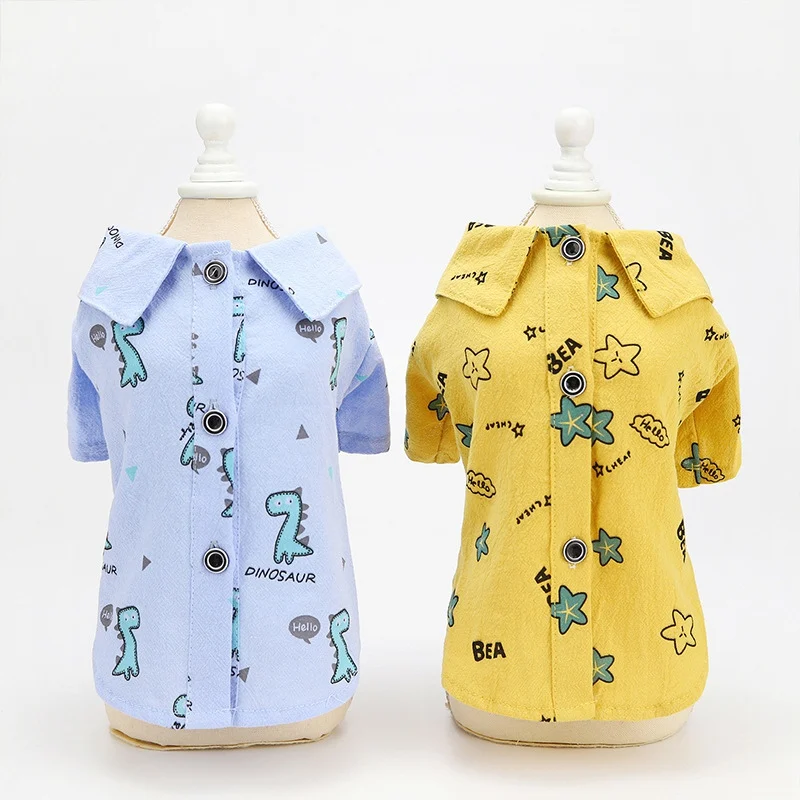 

Summer Pet Printed Clothes For Dogs Floral Dinosaur Shirt Jackets Dog Coat Puppy Costume Cat Spring Clothing Pets Outfits