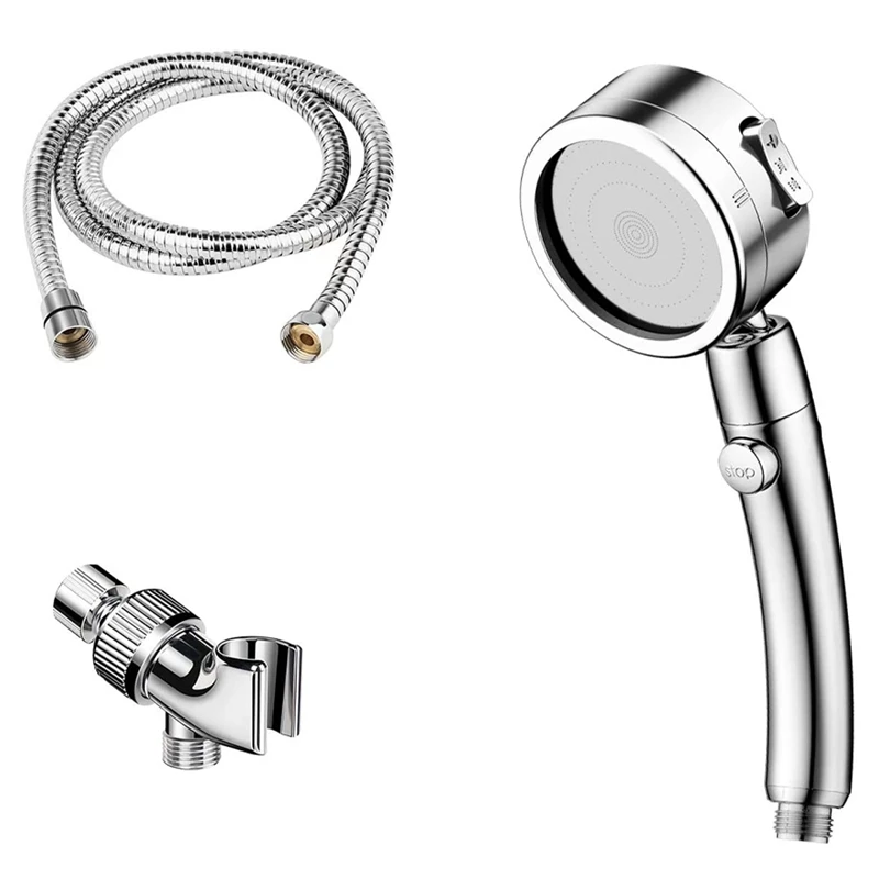 

Хромированная ручная душевая лейка высокого давления, съемная ручная Лейка для душа с шлангом из нержавеющей стали и держателем для душево...