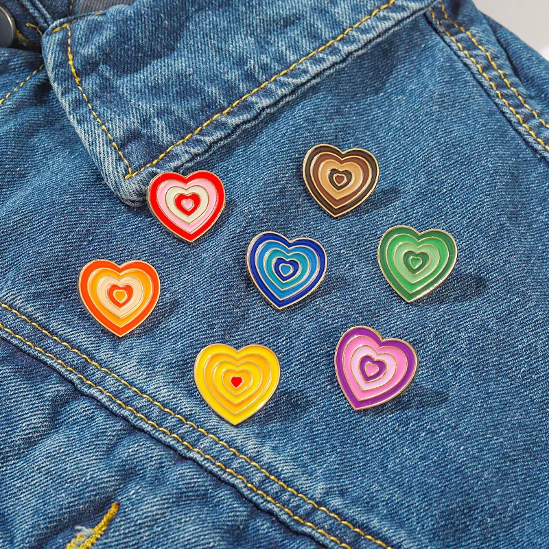 Металлический значок в форме сердца медаль булавка для сумки свитера воротника