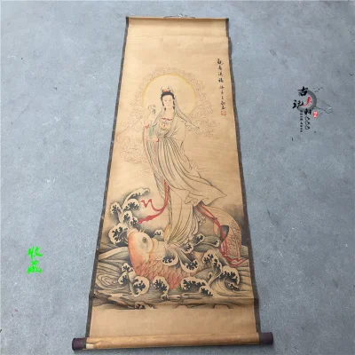 

Beautiful archaize decorative painting Guanyin presents a blessing picture