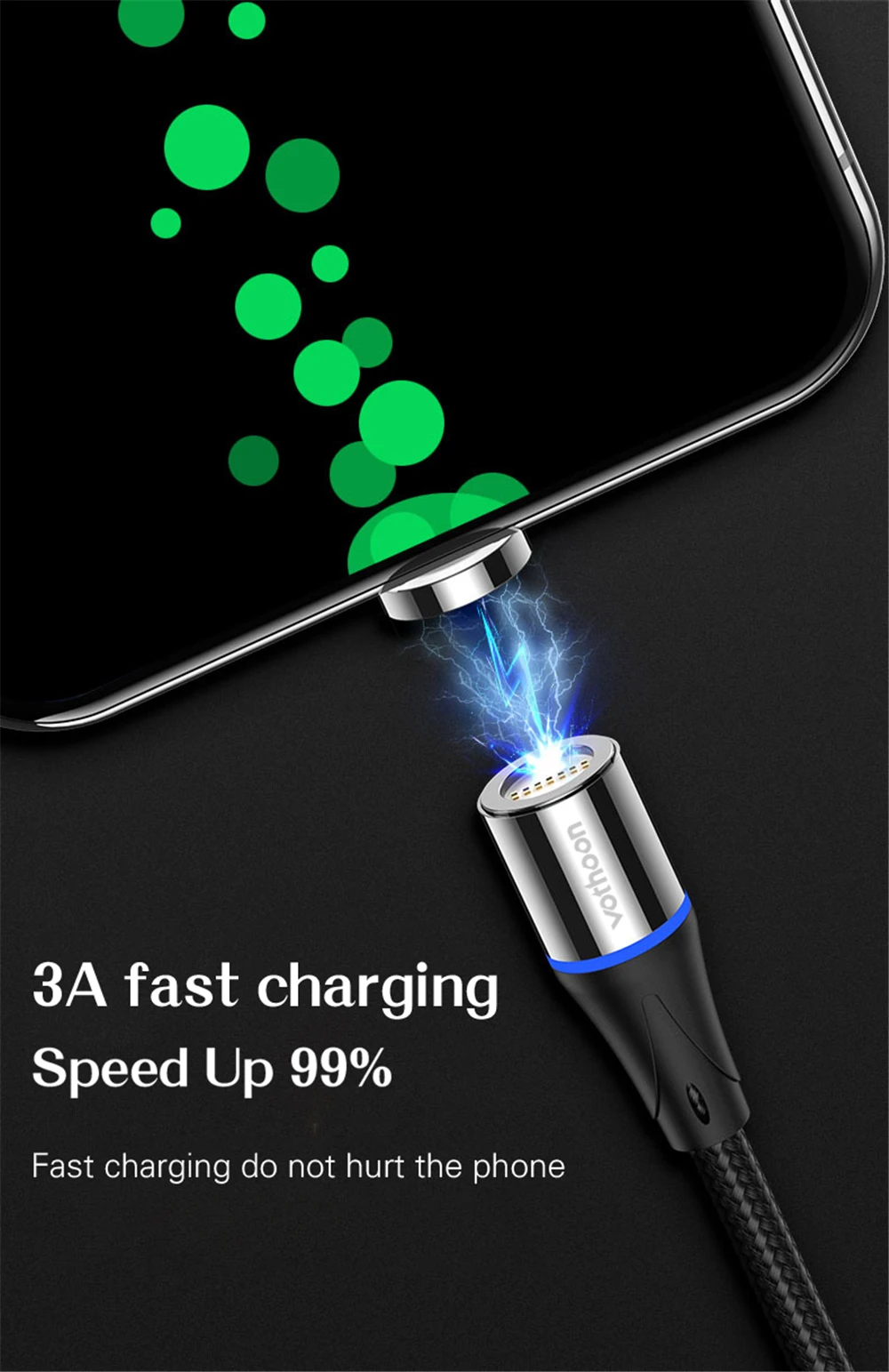 Магнитный usb-кабель votoon 2 м, 3 А, быстрая зарядка, Micro USB type-C кабель для iPhone 11 Pro, samsung S10, Xiaomi, магнитное usb-зарядное устройство