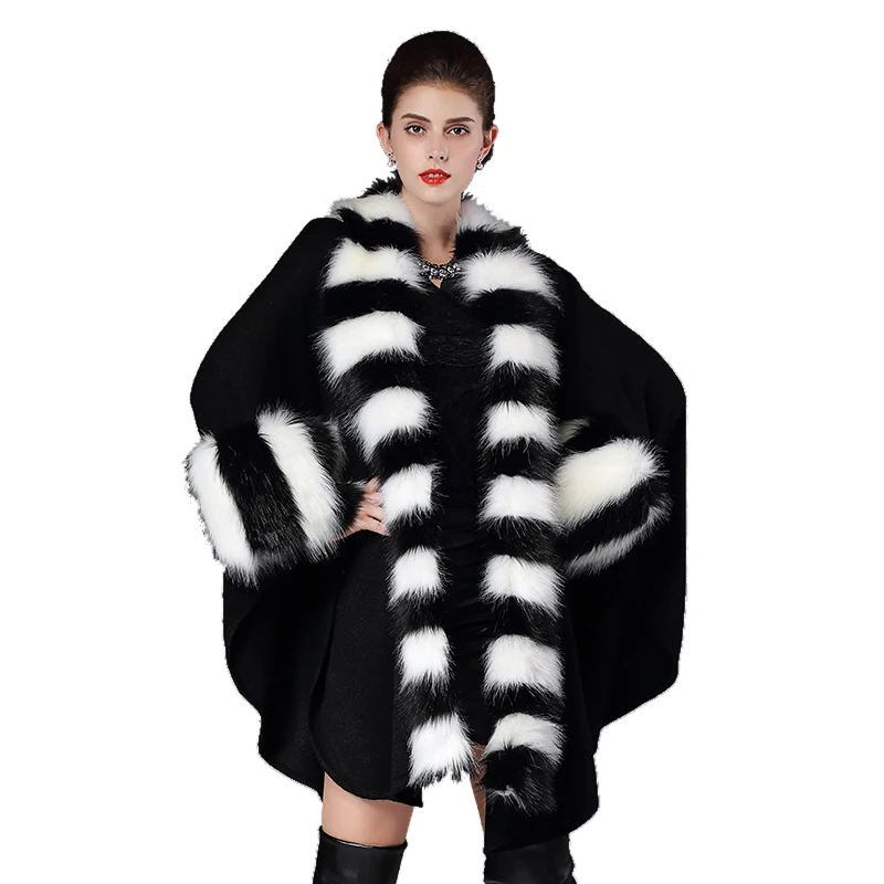 Осень зима модное женское свободное пончо теплая Повседневная