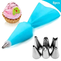 new 8pcsset silicone pastry bag tips kitchen cake icing piping cream cake decorating tools reusable pastry bags 6 nozzle set