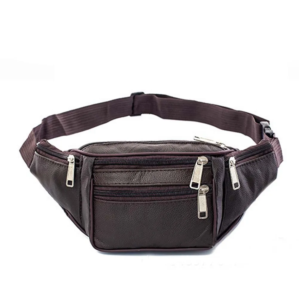 

Fanny Pack For men Waterproof Waist Bags Fashion Men Multi Pockets Zipper Faux Leather Waist Bag Fanny Pack Storage Pouch