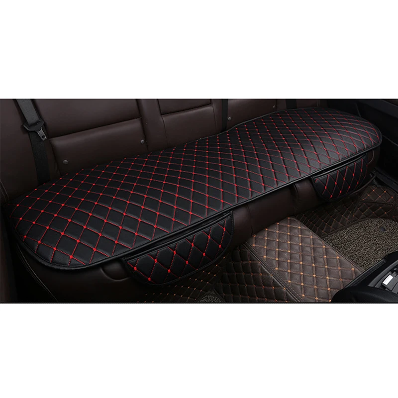 1PCS Rear Black Red Универсальный автомобильный чехол на переднее, заднее, заднее, боковое сиденье, подушка на сиденье, дышащий коврик из искусственной кожи, всесезонный - Название цвета: 1PCS Rear Black Red