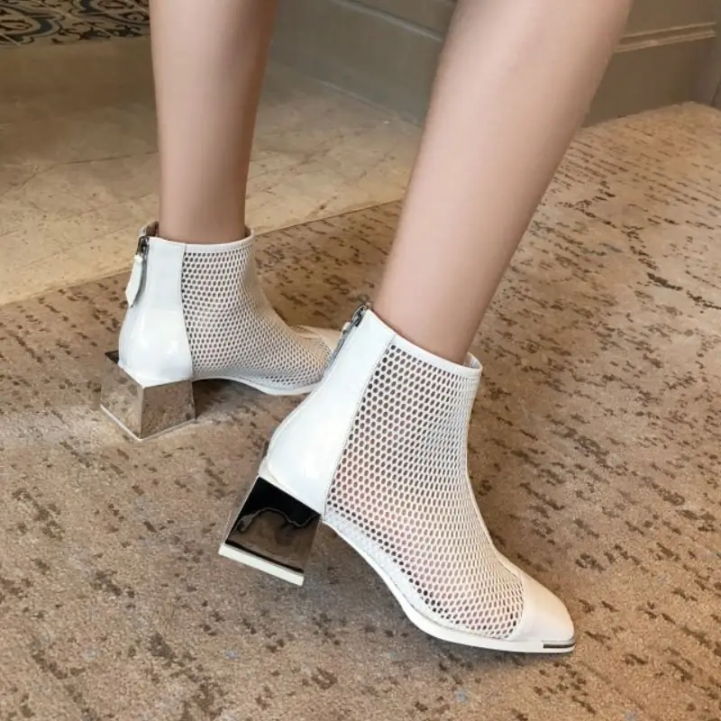 

KemeKiss Women Summer Short Boots Square Heel Woman Ankle Boots Sexy Fashion Women Shoes Party Outdoor Shoes Woman Size 34-39