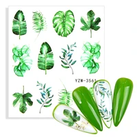 1pcs flower leaf tree green simple summer diy water slider nail decal and sticker for manicure decor nails art watermark tattoos