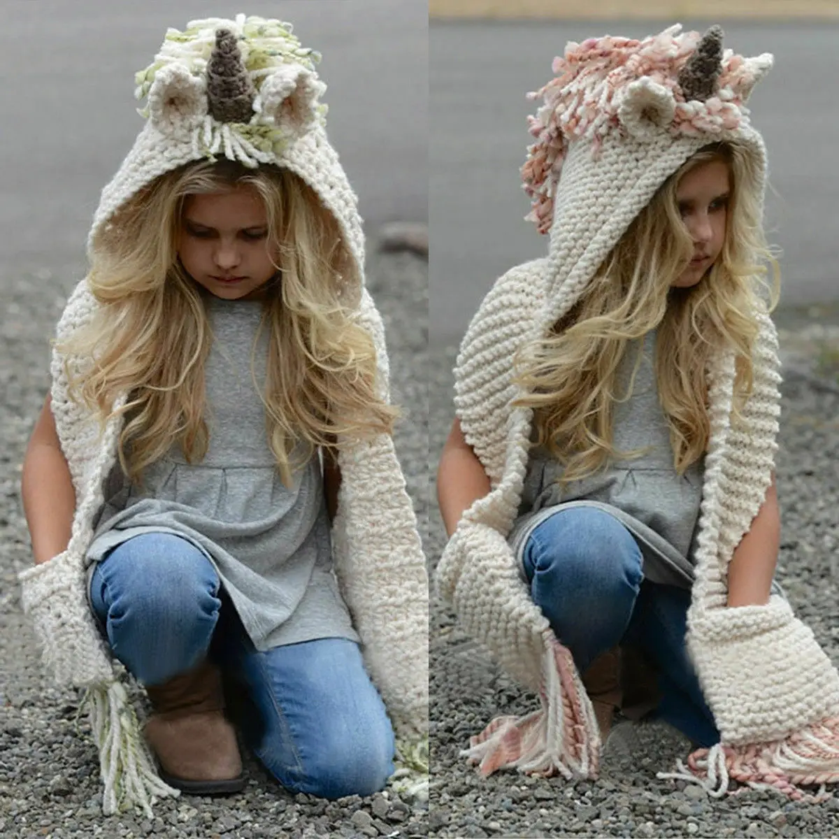 Новинка 2019 детский шарф с капюшоном в виде единорога для девочек толстовка