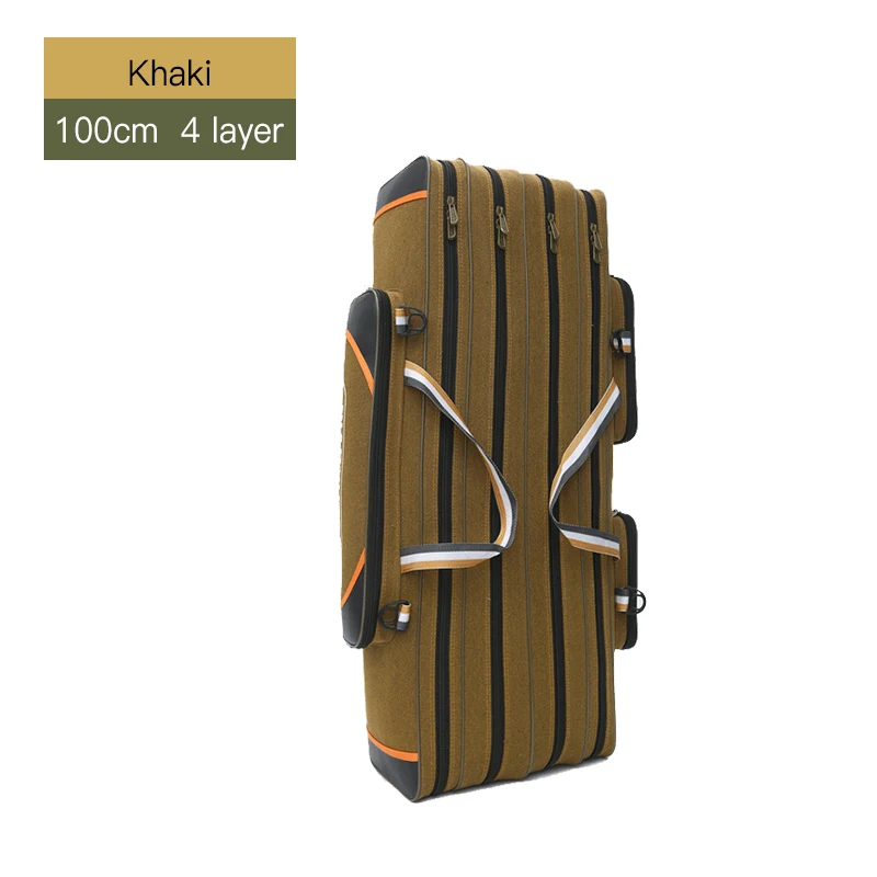 4 Layer 100cm Khaki 2/3/4 слоя из плотной ткани на открытом воздухе мешок рыболовной удочки Водонепроницаемый сумки для рыбалки рыболовные снасти сумка Многофункциональный рюкзак для рыбалки XA157G - Цвет: 4 Layer 100cm Khaki