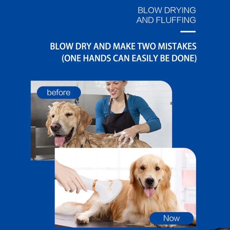 

Pet Hair Dryer Blowing Artifact Comb Portable Home Grooming Slicker Brush Low Noise Adjustable Temperatures Settings