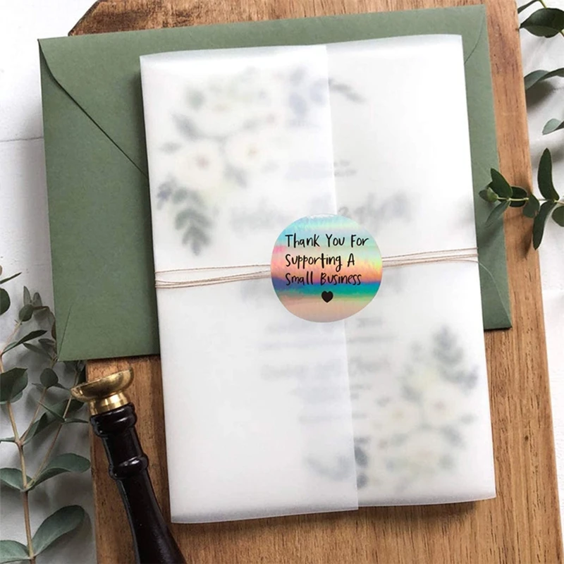 

500Pcs Holographic Rainbow Stickers Roll Thank You Business Adhesive Seal Labels AXYD