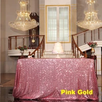 pink gold tablecloth 90x132in glitter round rectangular embroidered sequin table cover for wedding party christmas decor rt10002