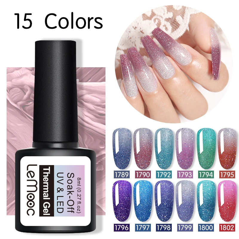 LEMOOC 8 мл температурный цветной Блестящий Гель-лак холодный термальный магический