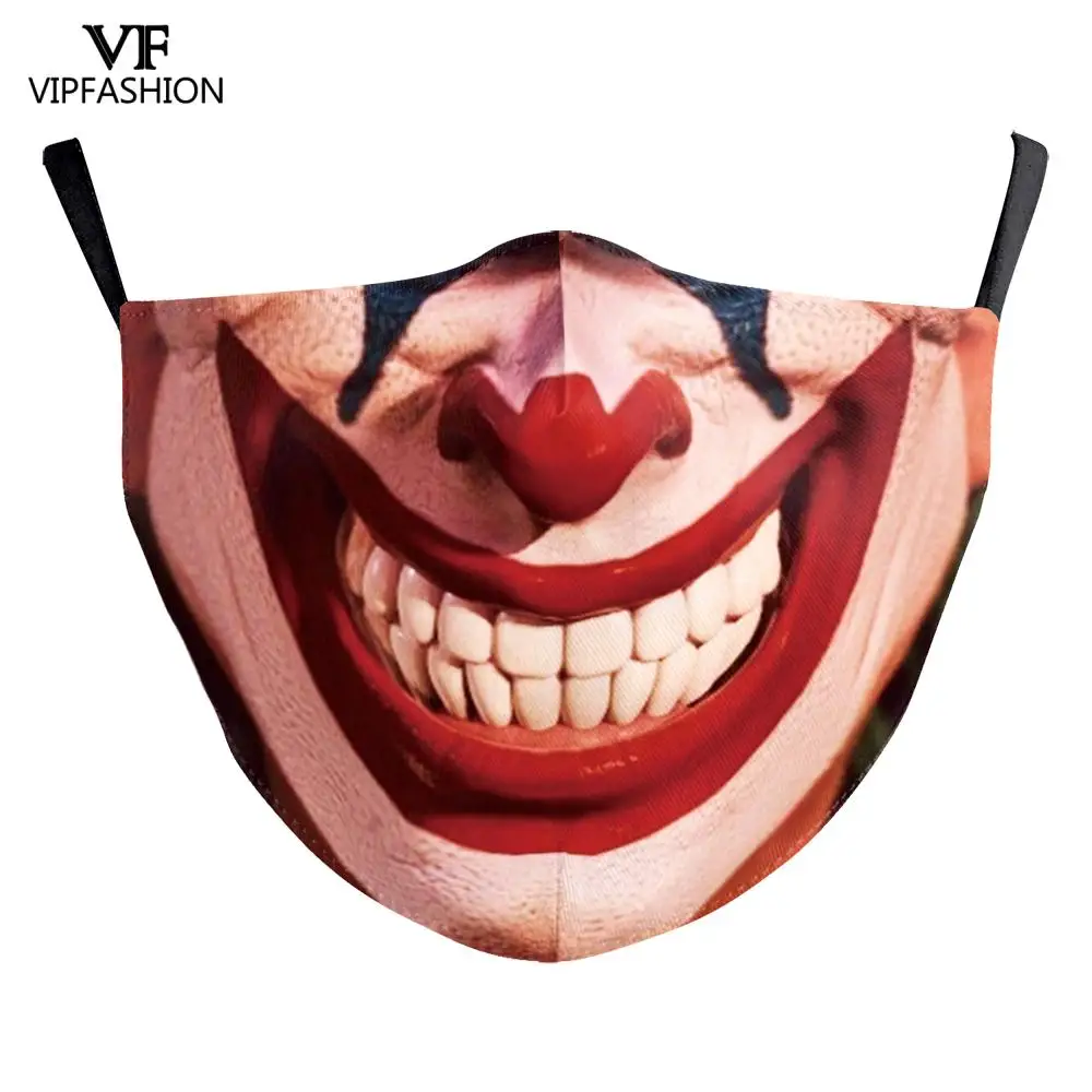 Модные моющиеся тканевые маски VIP для Хэллоуина с забавным джокером принтом лица