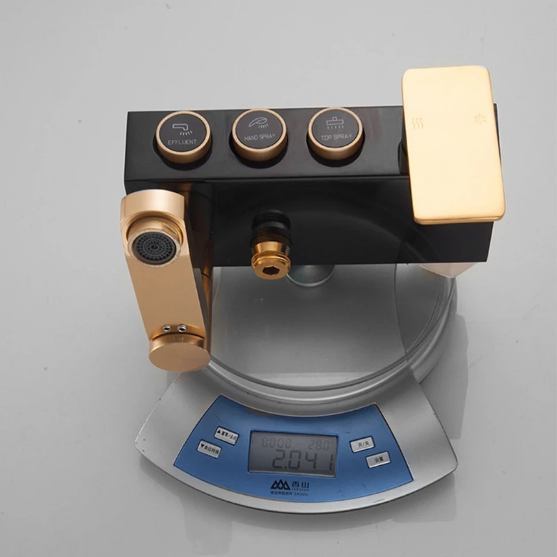 

Digital Shower Set Luxury Black Gold Thermostatic Shower System Rainfall Spa Shower Head Faucet Digital Shower Set LXAC