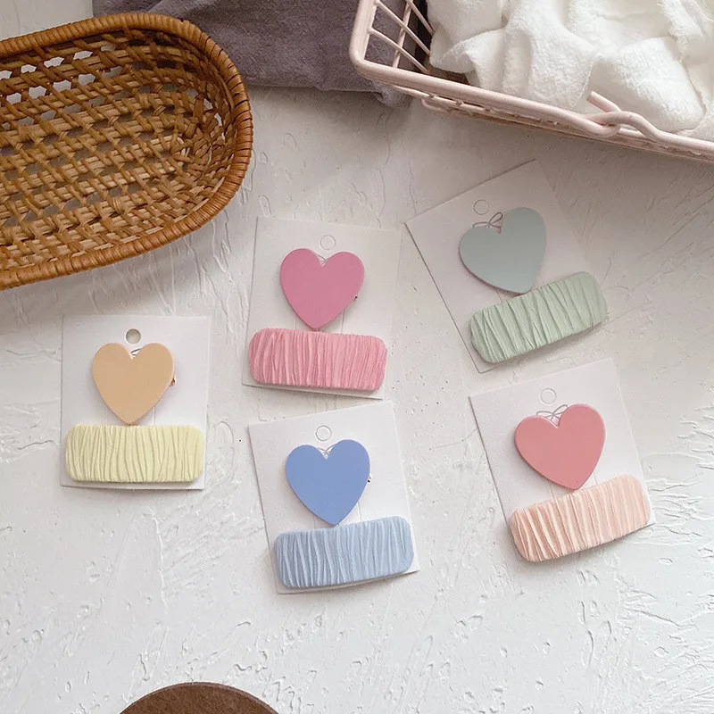 

2Pcs/Set Solid Color Love Hairpin Sweet Summer Color BB Clip Small Fresh Children's Bangs Card Issuance