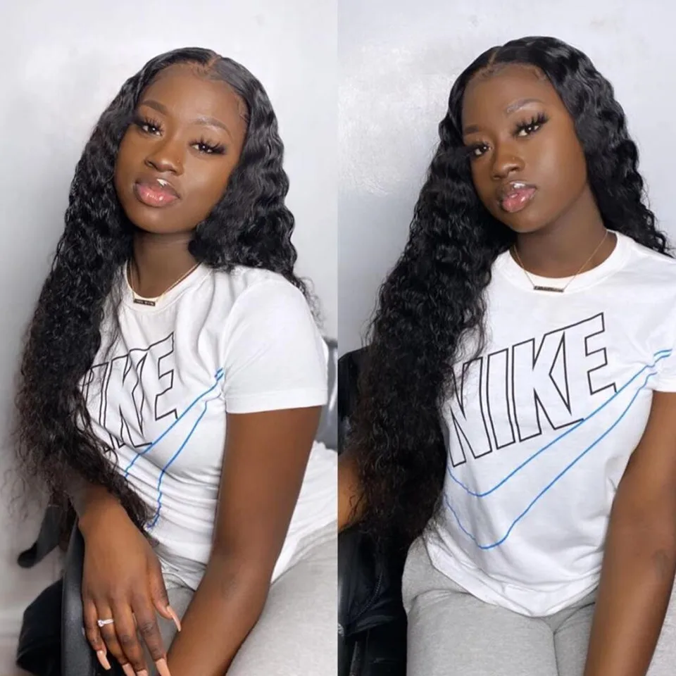 

Malaysian Water Wave Glueless Human Hair Wigs Remy 4x4 Lace Closure Wig Blackmoon 13x4 Lace Front Human Hair Wigs Fast Shipping