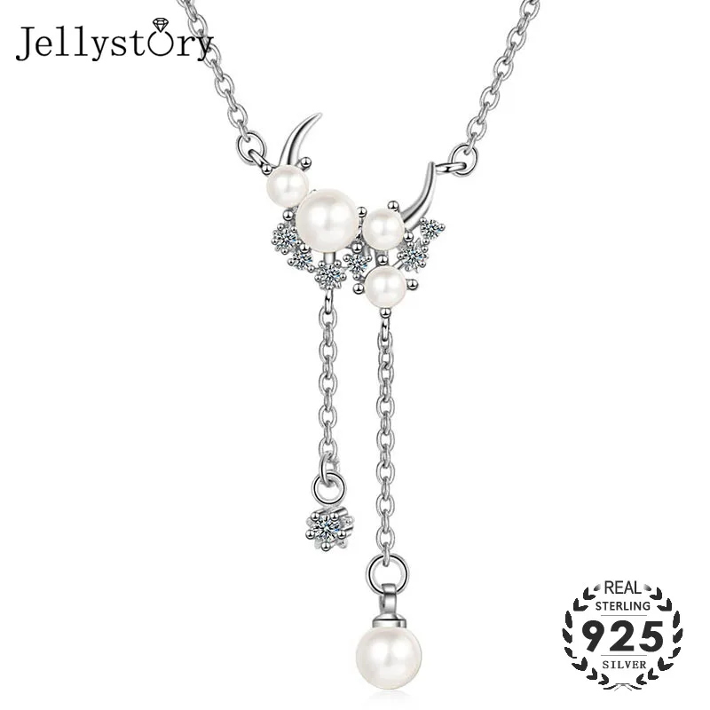 

Jellystory fashion 925 sterling silver jewellery necklace with freshwater pearl pendant for women wedding promise banquet gifts