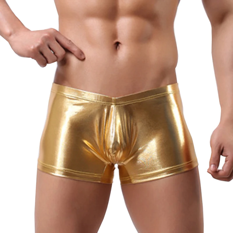 Боксеры мужские металлические кожаные блестящие высокой эластичности 4 цвета|mens