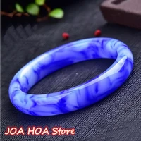 natural hand carved wide jade fashion boutique jewelry trend blue white bracelet